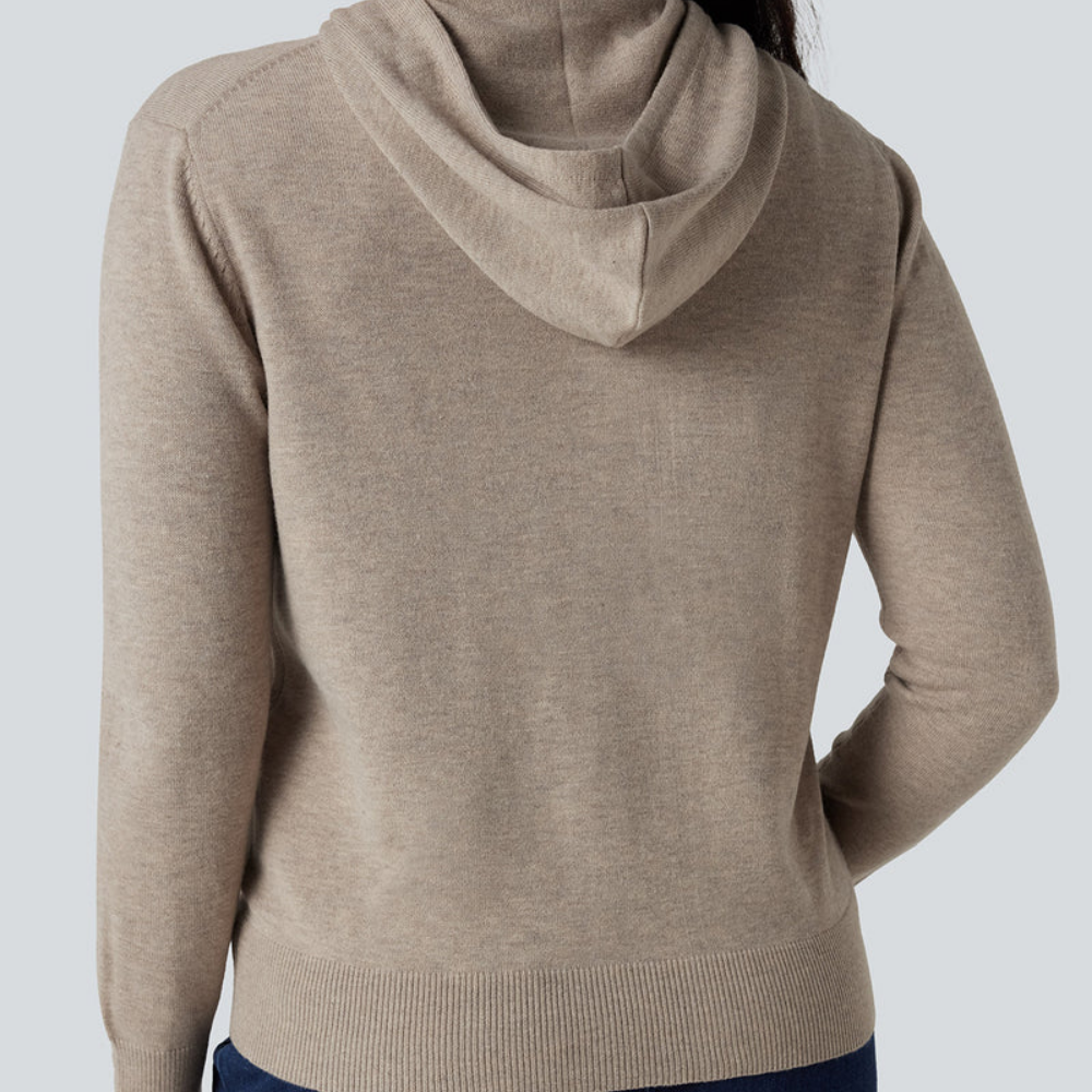 Womens Soft Knit Zip-Up Full Sleeve Sweater Hoodie with Pockets