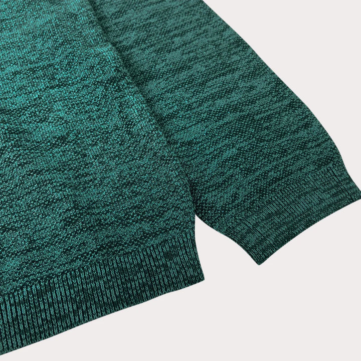 Mens Emerald Green Melange Knit Pullover Sweater