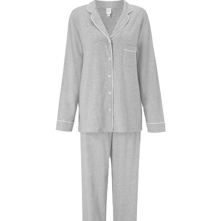 Cotton Pajamas Two Piece Set Sports Jersey Women Long Sleeve Pajamas Lounge Nightgown Women Sleepwear