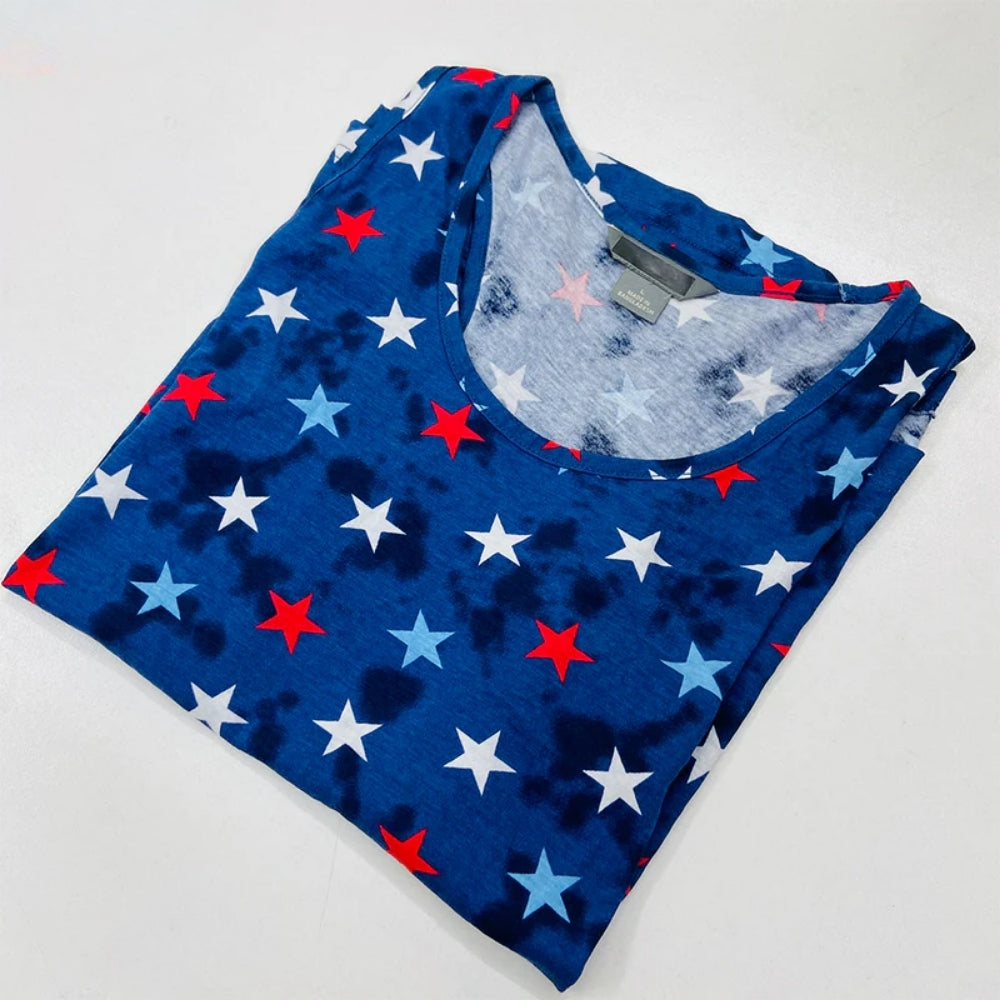 Womens Tie Dye Star Print Cotton Tank Top Wholesale Europe