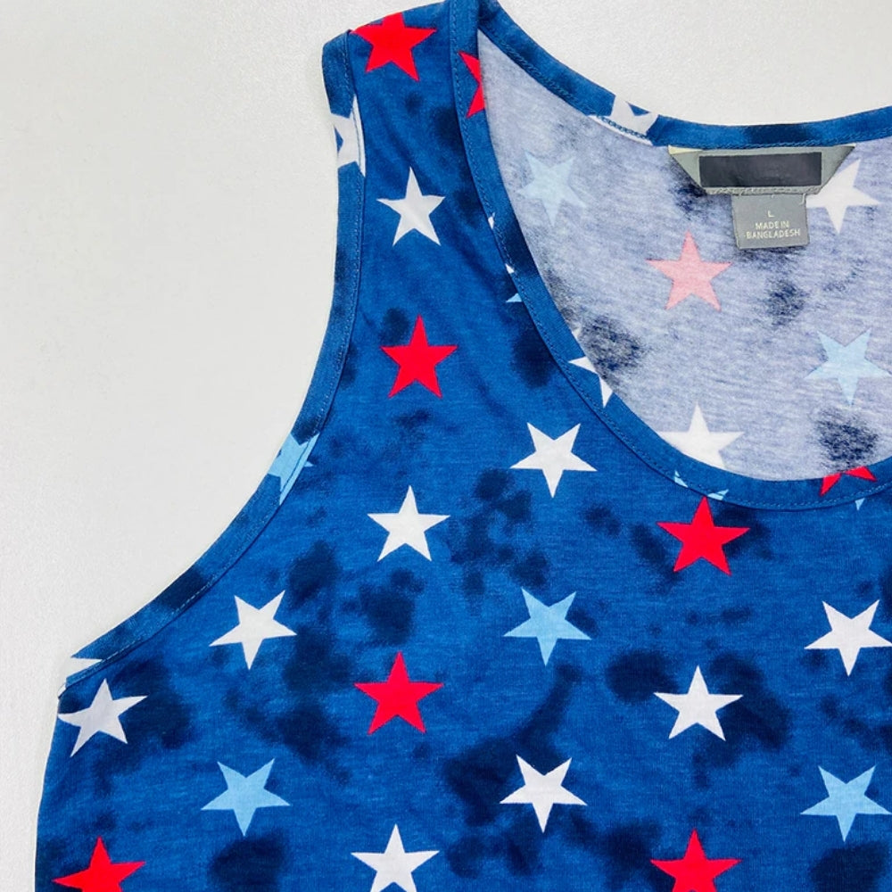 Womens Tie Dye Star Print Cotton Tank Top Wholesale Europe