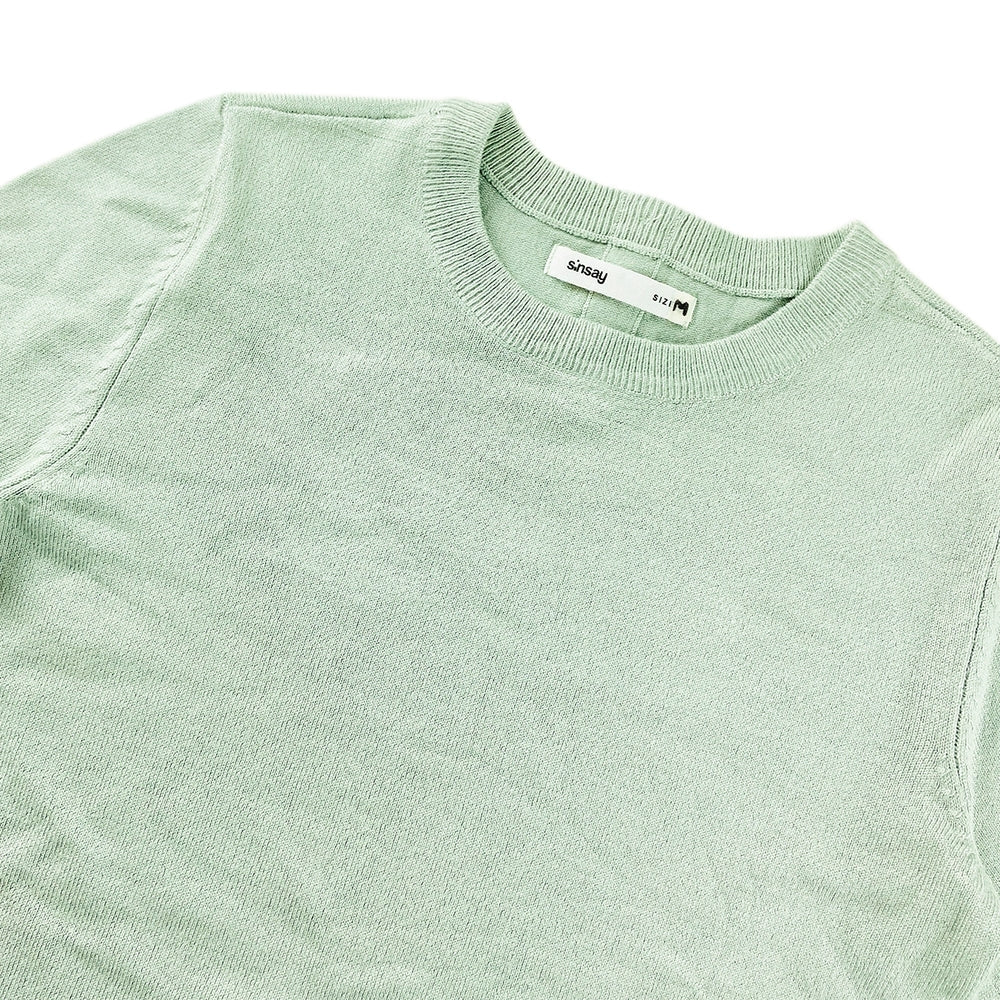 Womens Soft Knit Short Sleeve Minimalist Sweater