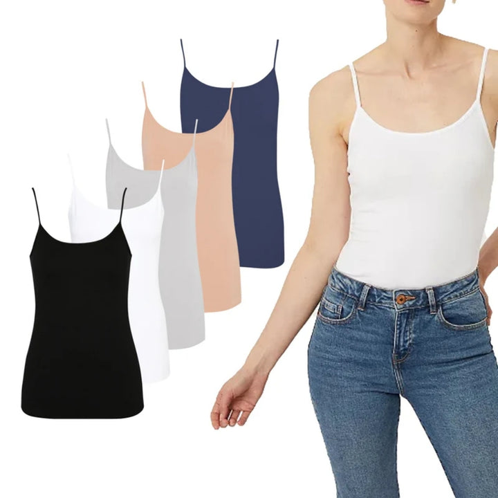 Women's Cotton Scoop Neck Adjustable Spaghetti Strap Cami Tank Tops