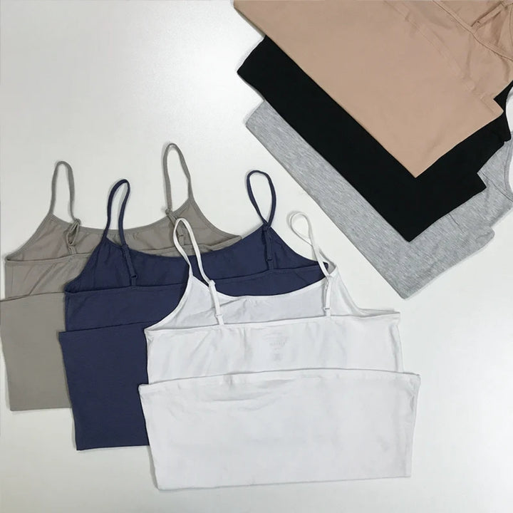 Women's Cotton Scoop Neck Adjustable Spaghetti Strap Cami Tank Tops