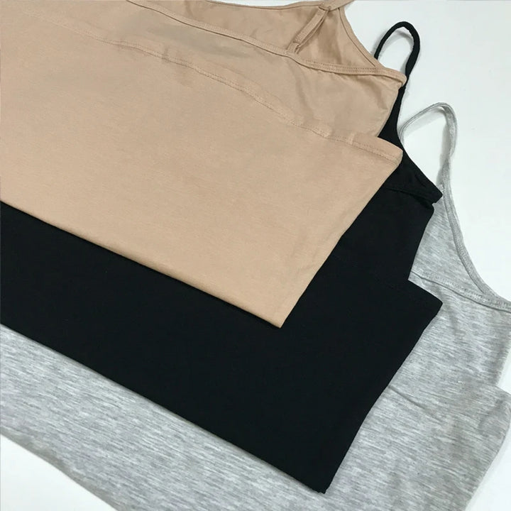 Women's Cotton Scoop Neck Adjustable Spaghetti Strap Cami Tank Tops