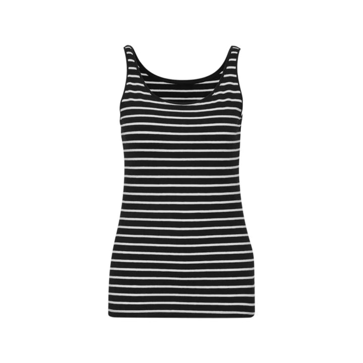 Dame bomulds stretch rund hals stribet tanktop i stor skala 