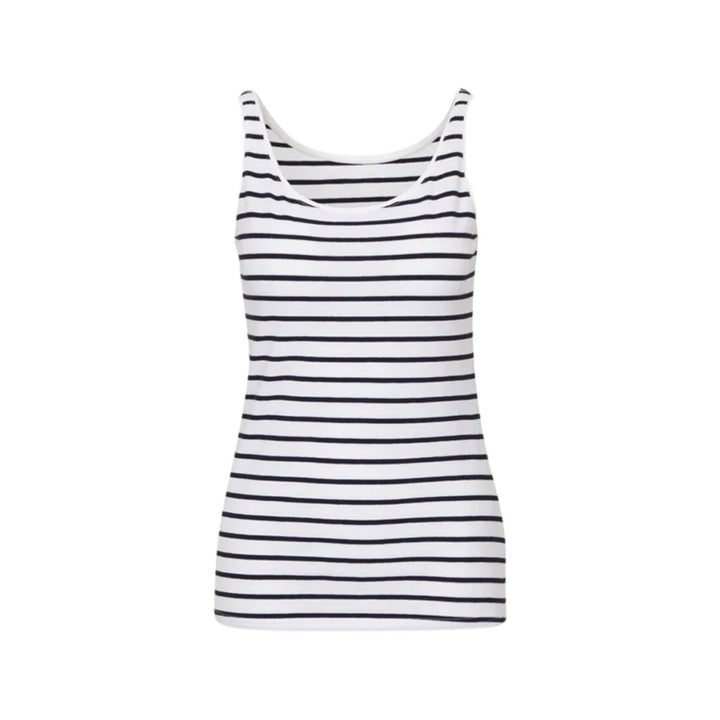Dame bomulds stretch rund hals stribet tanktop i stor skala 