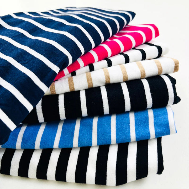 Dame bomulds stretch rund hals stribet tanktop i stor skala 