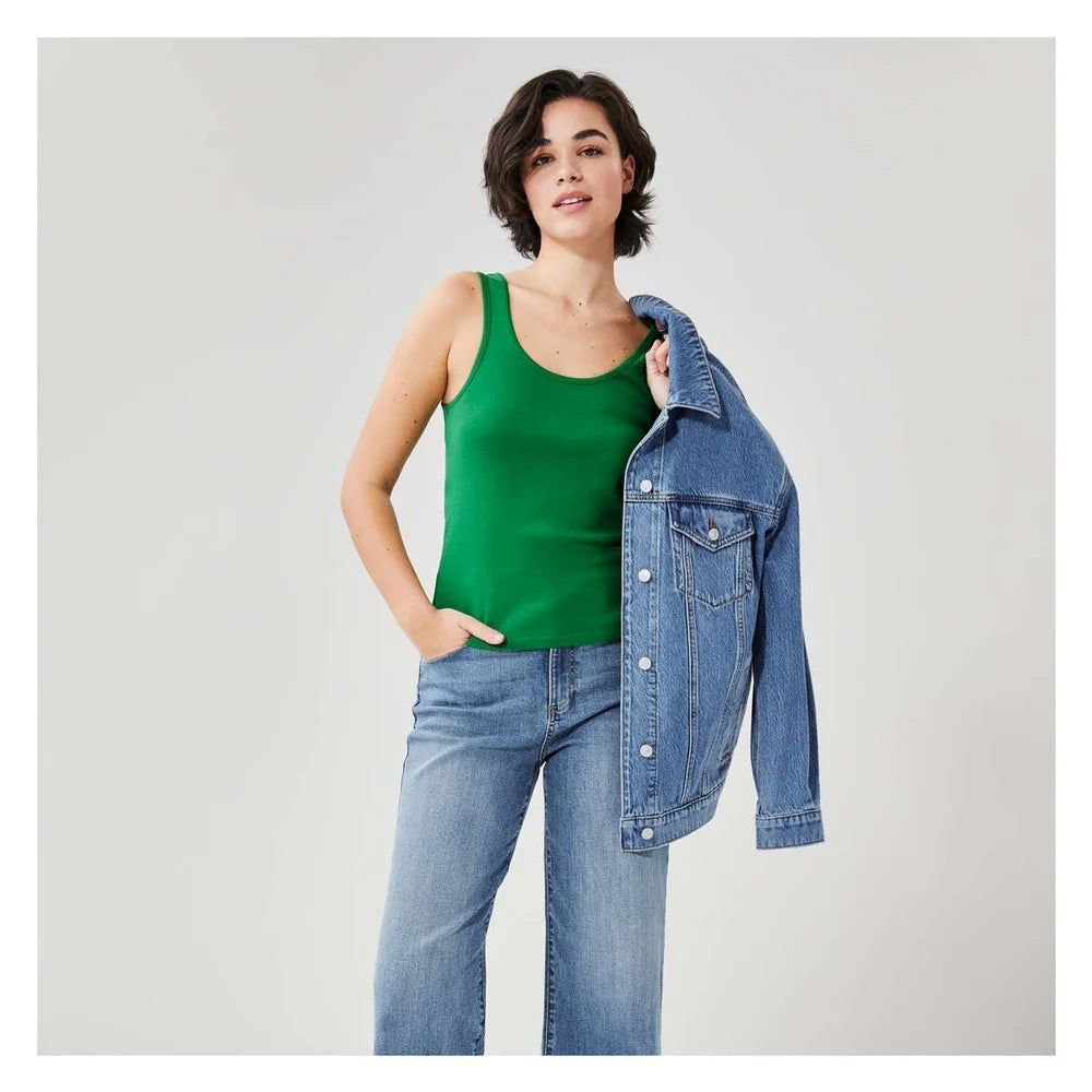 Womens Scoop Neck Organic Cotton Fitted Tank Top