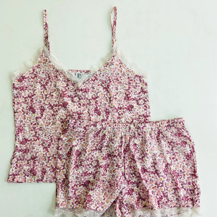 Ærmeløs satin kort loungewear pyjamassæt til kvinder 