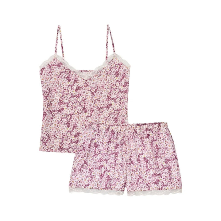 Ærmeløs satin kort loungewear pyjamassæt til kvinder 